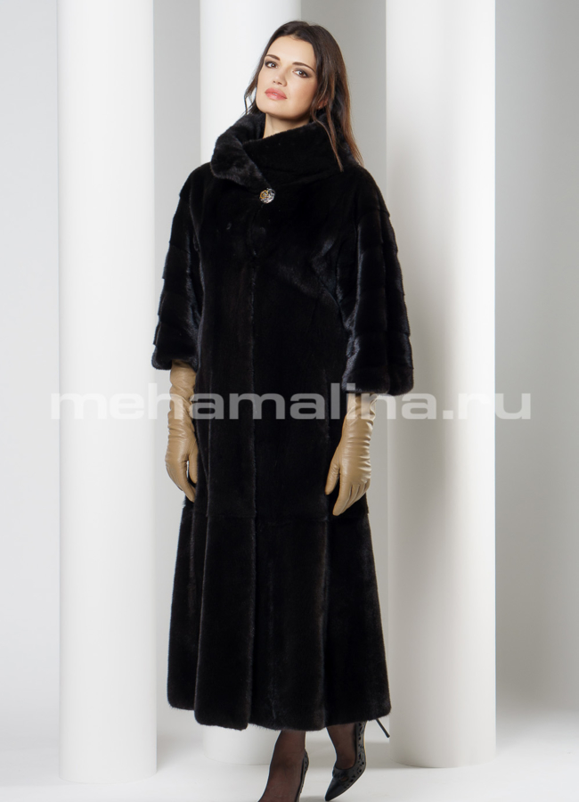 Шуба из норки модель № S-643 меха малина