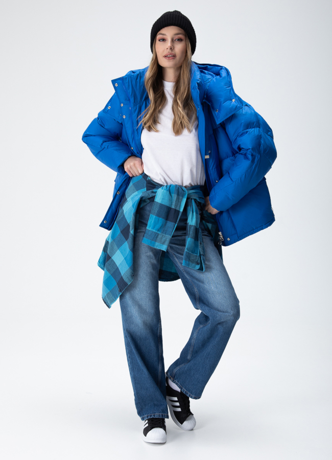 Женский пуховик с капюшоном  модель № 28414 универмаг малина