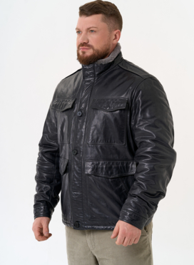 Куртка из натуральной кожи с воротником стойкой