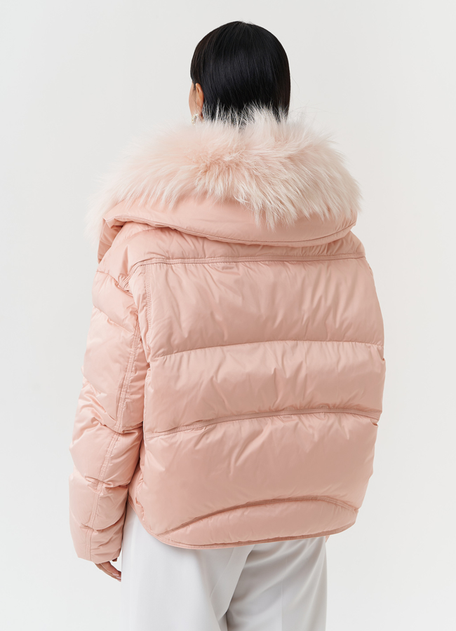 Оверсайз куртка с мехом песца модель № 28575 универмаг малина