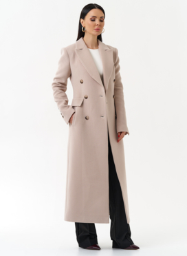 Длинное женское пальто с английским воротником