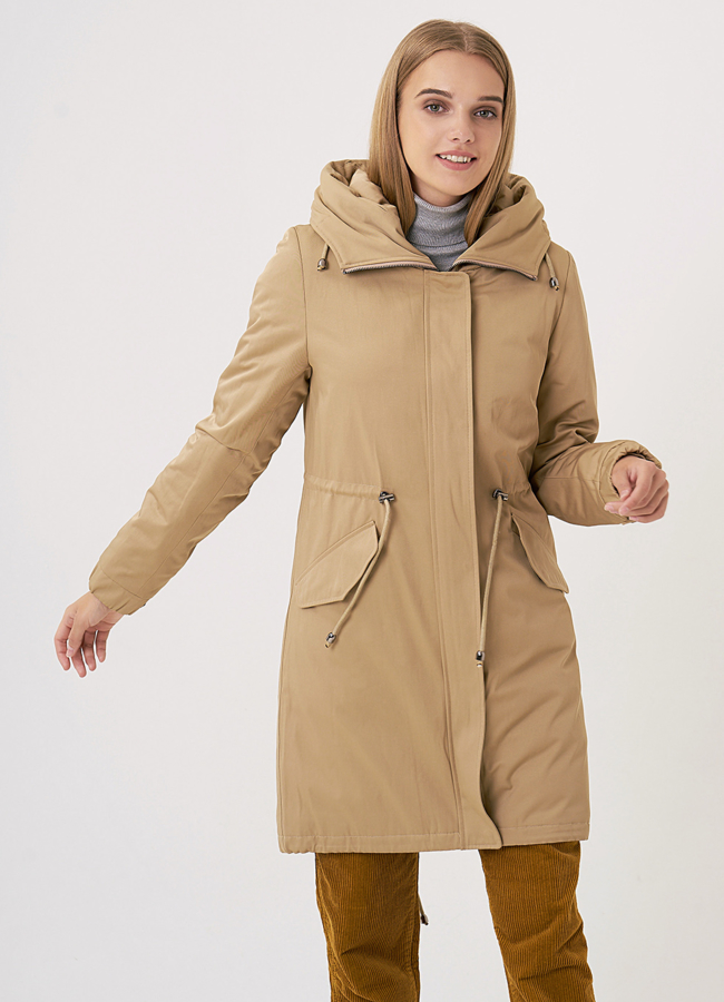 фото Меховая парка на молнии с капюшоном модель № 9002