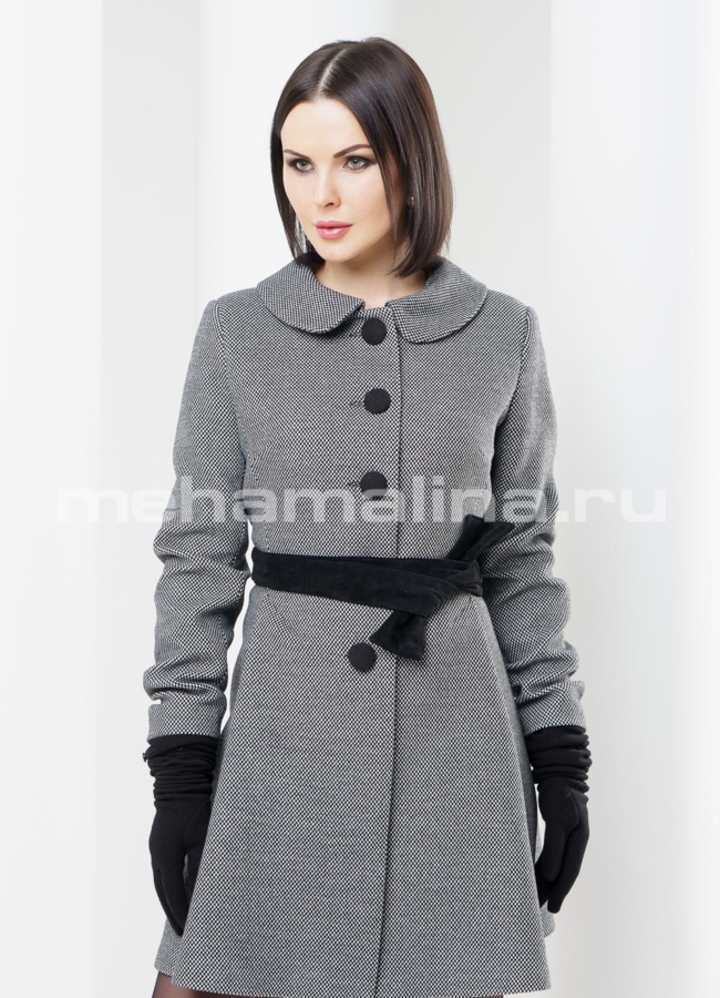 Пальто приталенное  модель № BP-32 меха малина