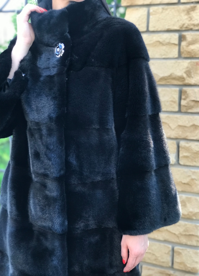 Женское пальто из скандинавской норки модель № S-765 в рассрочку