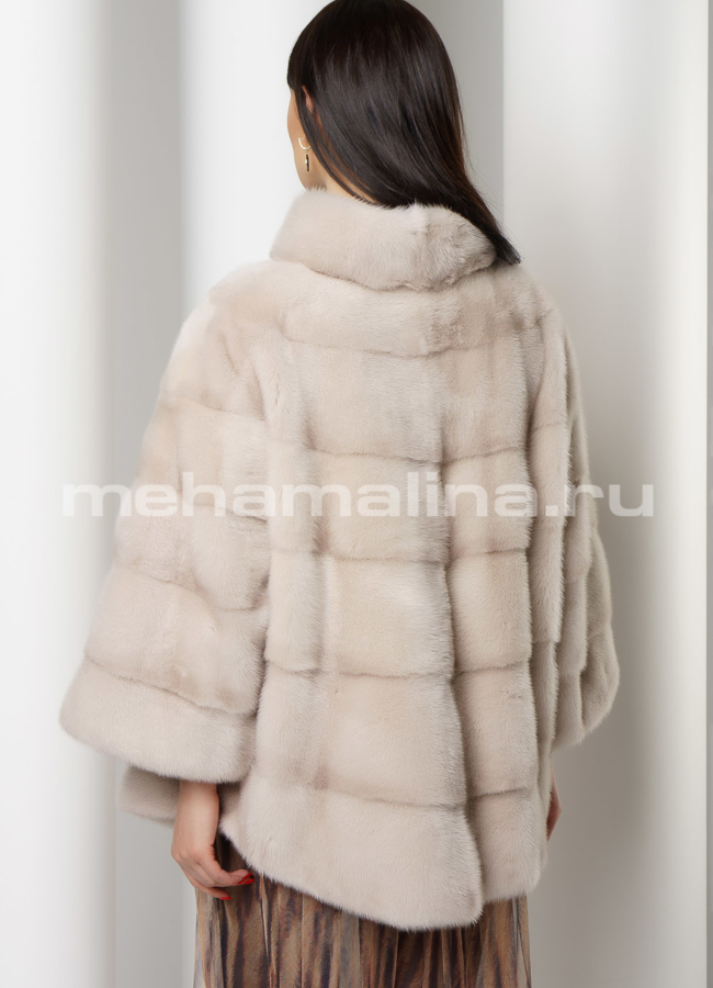 Укороченная норковая шуба в цвете пудра модель № S-740 в кредит