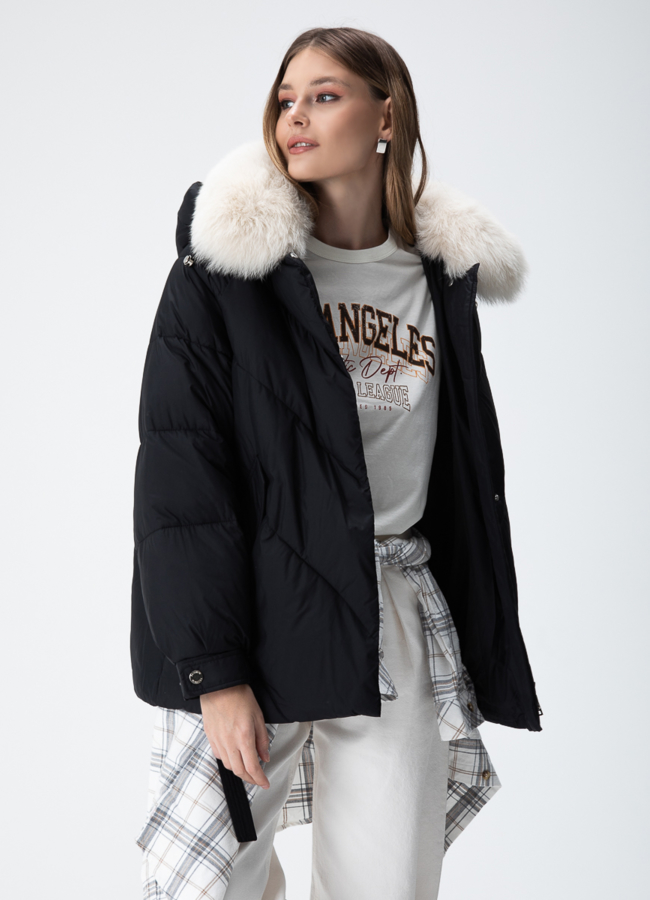 фото Женский пуховик с капюшоном модель № 28386