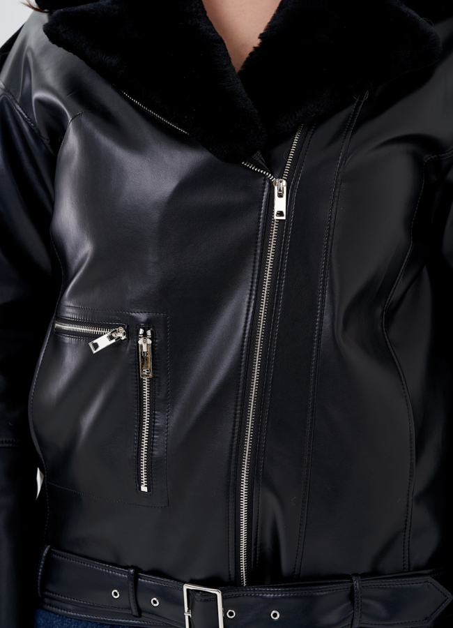 Куртка-косуха из эко кожи на утеплителе с натуральным мутоном модель № 24213 универмаг малина Куртка-косуха из эко кожи на утеплителе с натуральным мутоном модель № 24213 универмаг малина