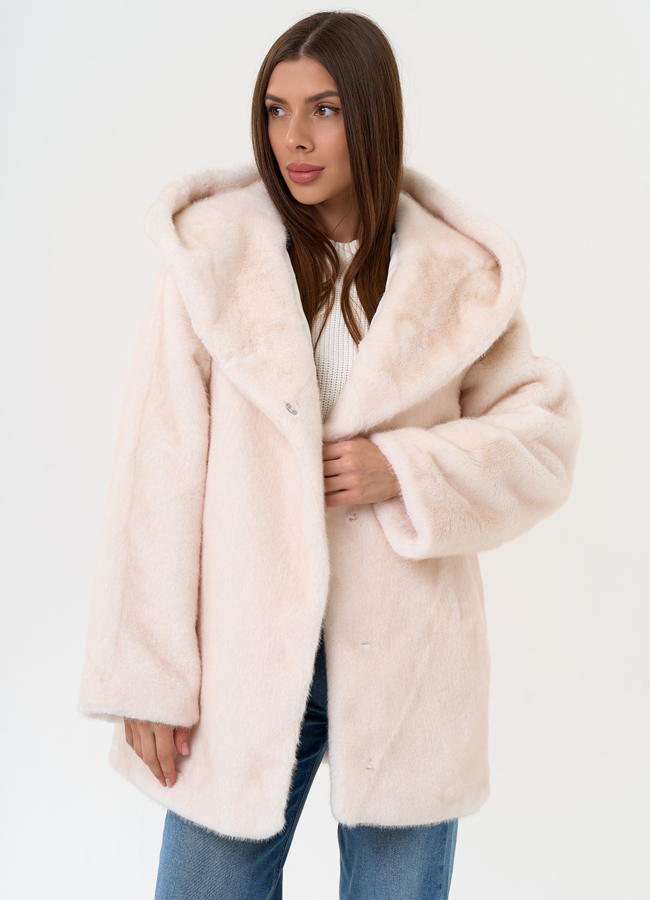 Женская шуба из эко меха с капюшоном модель № 31247 универмаг малина Женская шуба из эко меха с капюшоном модель № 31247 универмаг малина