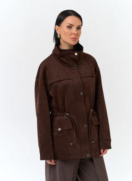 Женская куртка парка из эко замши 