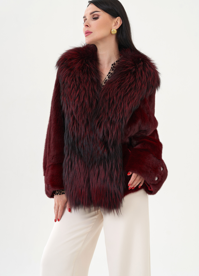 Куртка из норки бордового цвета модель № 24738 универмаг малина