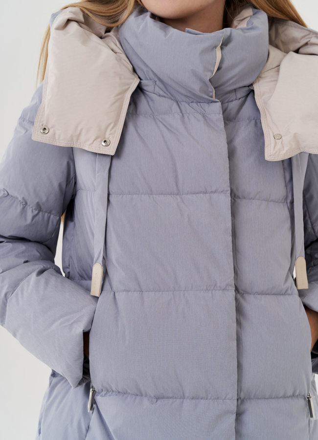 Женский пуховик с капюшоном  модель № 25706 универмаг малина