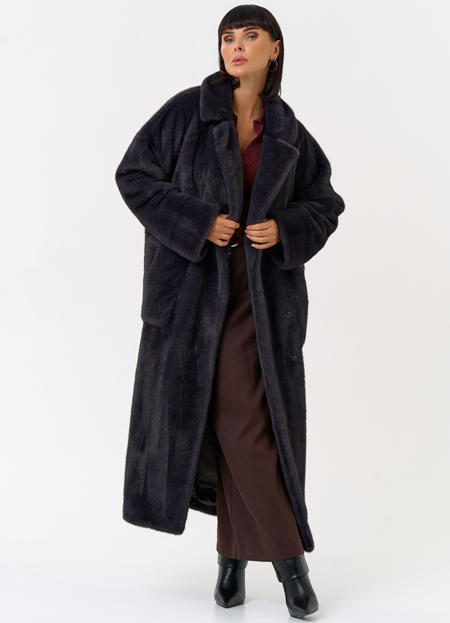 Женское пальто из эко меха с поясом модель № 31500 универмаг малина Женское пальто из эко меха с поясом модель № 31500 универмаг малина