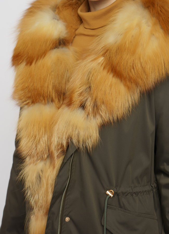 Парка в цвете хаки, отделка лиса модель № 12262 универмаг малина