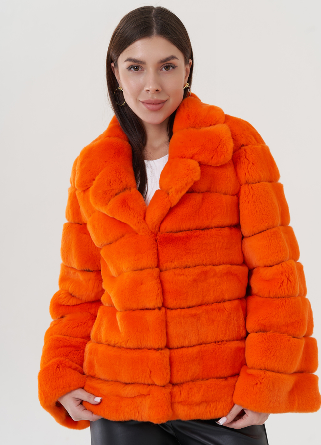 Шуба из меха кролика с английским воротником  модель № 25759 универмаг малина