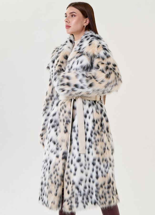 фото Женское пальто из искусственной рыси  модель № 23614