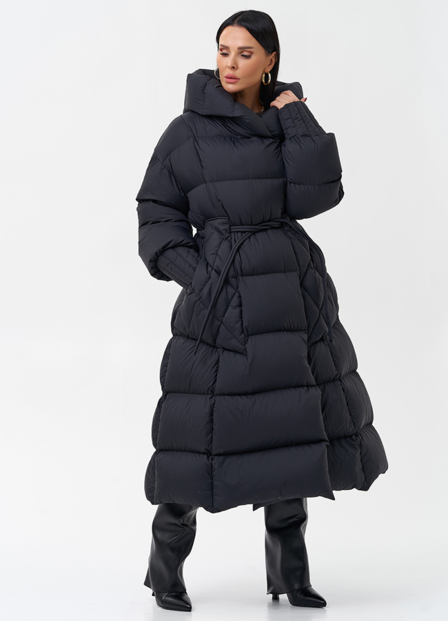 Женский пуховик с капюшоном  модель № 28973 универмаг малина