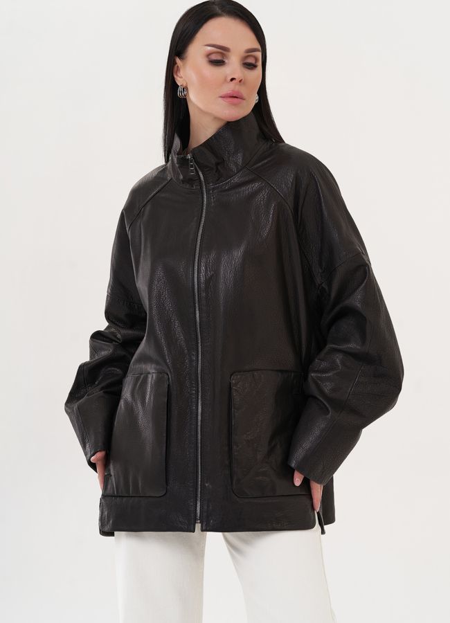 Куртка оверсайз из натуральной кожи модель № 27138 в кредит