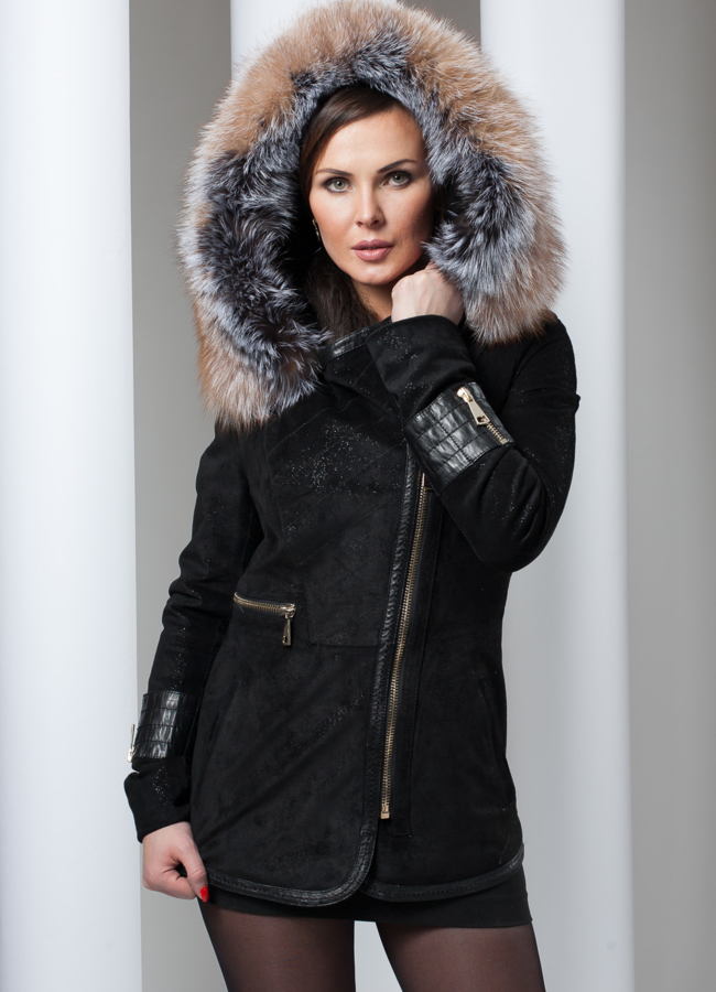 Куртка из замши с мехом модель № K-78 в кредит