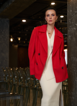 Укороченное двубортное пальто