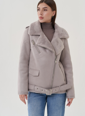 Дубленка из эко замши с английским воротником