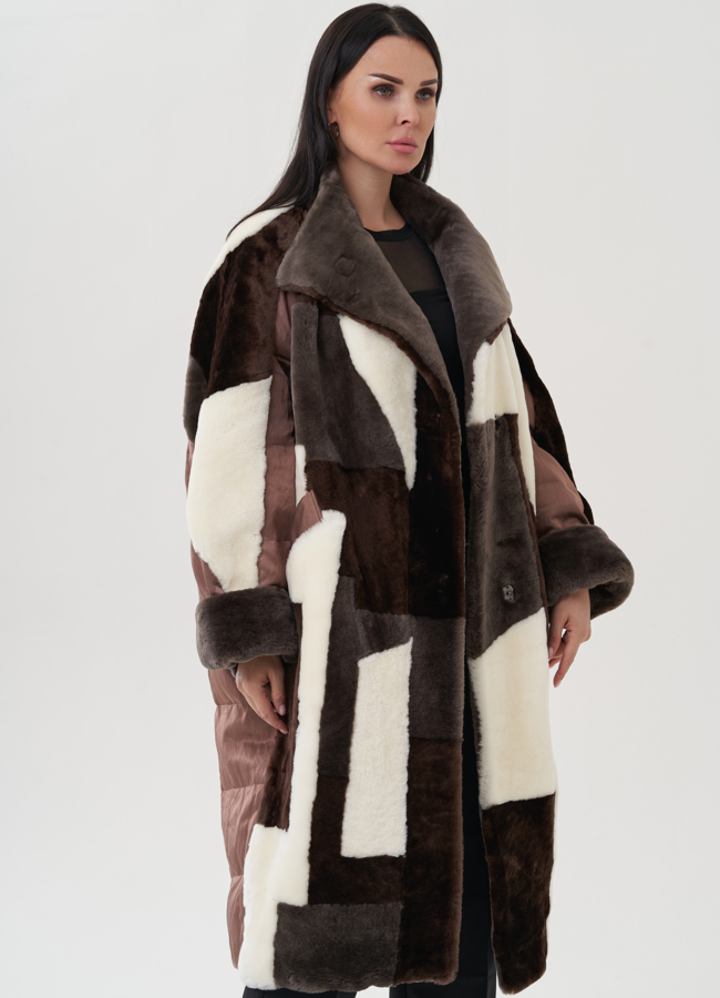 Пальто утепленное с овчиной модель № 25486 универмаг малина