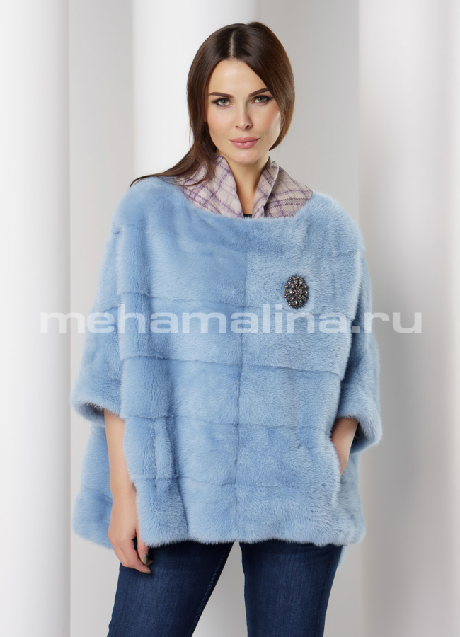 Худи из норки модель № S-657 меха малина