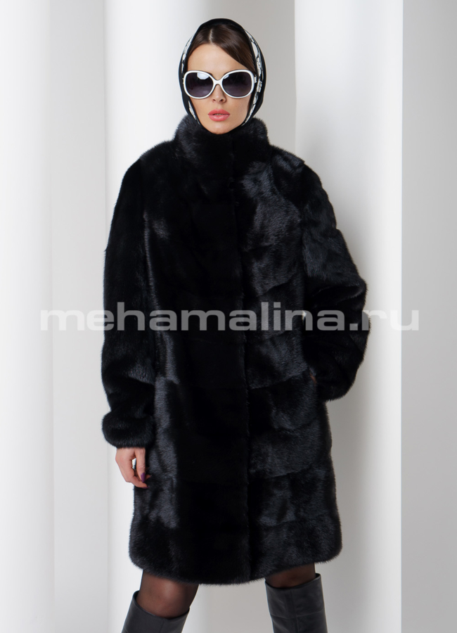 Шуба из скандинавской норки модель № S-521 меха малина