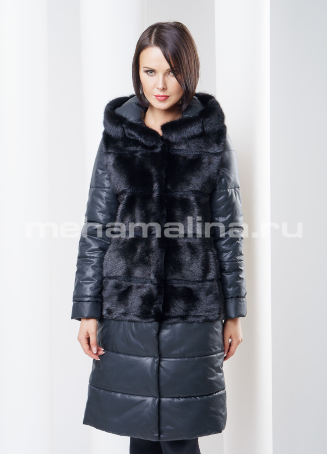 Гибридная модель: шуба-пуховик-жилет из норки модель № S-275 в рассрочку