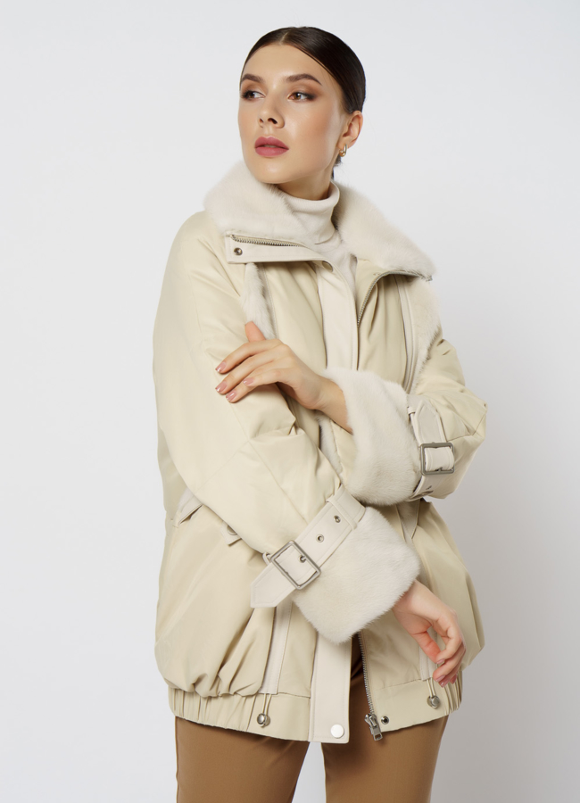 Женский пуховик с норкой модель № 20-078 универмаг малина