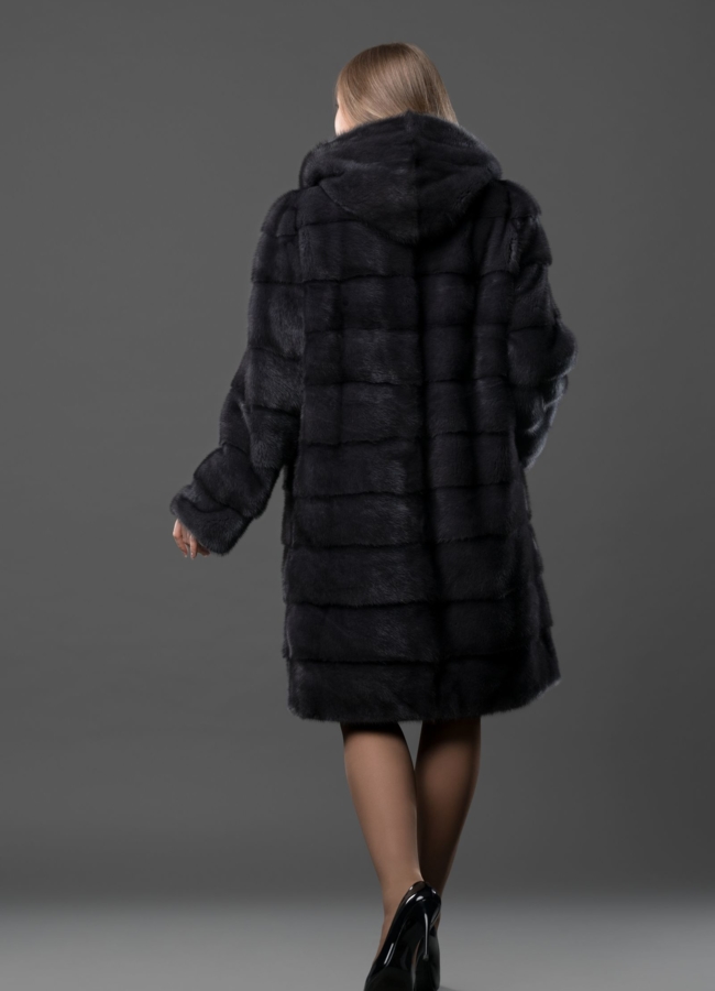 Норковая шуба трансформер в цвете графит модель № 2105 в кредит