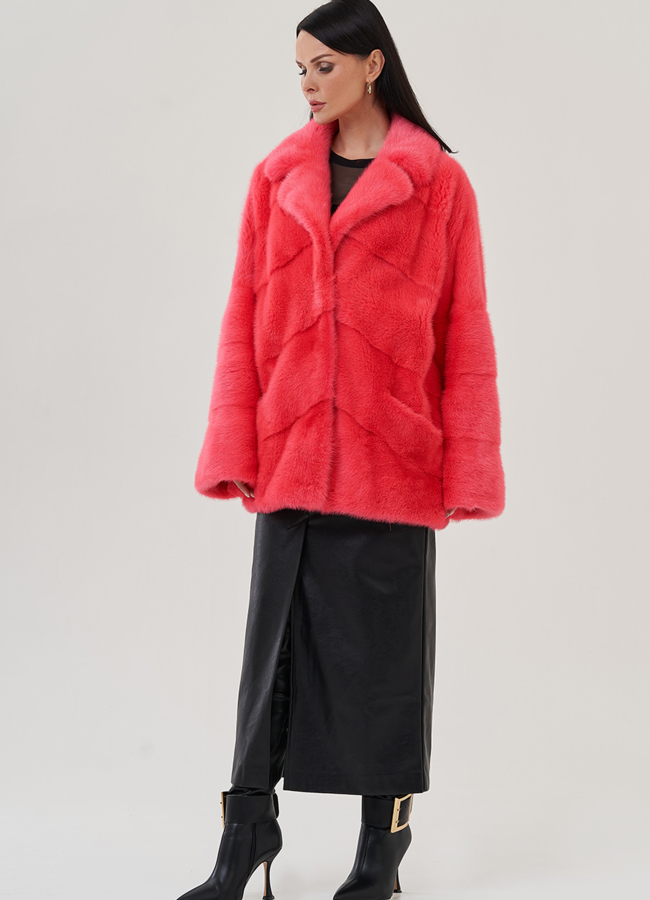 Шуба из норки с английским воротником  модель № 24706 универмаг малина