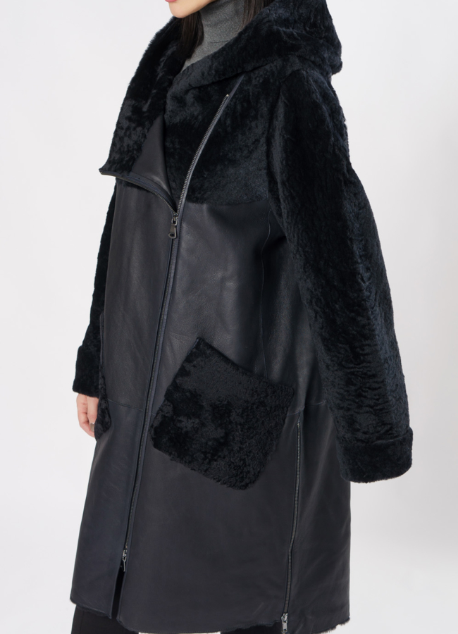 Дубленка на молнии с капюшоном модель № 3566-97 универмаг малина