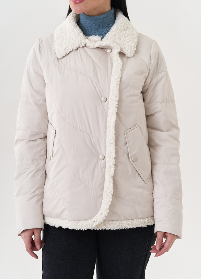 Куртка с отделкой эко мехом модель № 26870 универмаг малина