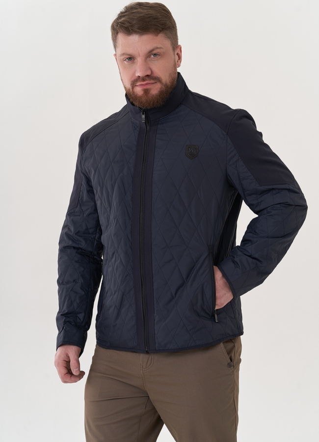 Мужская куртка синего цвета модель № 26815 меха малина