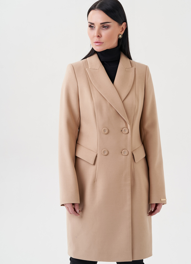Женское пальто в бежевом цвете модель № 23967 универмаг малина