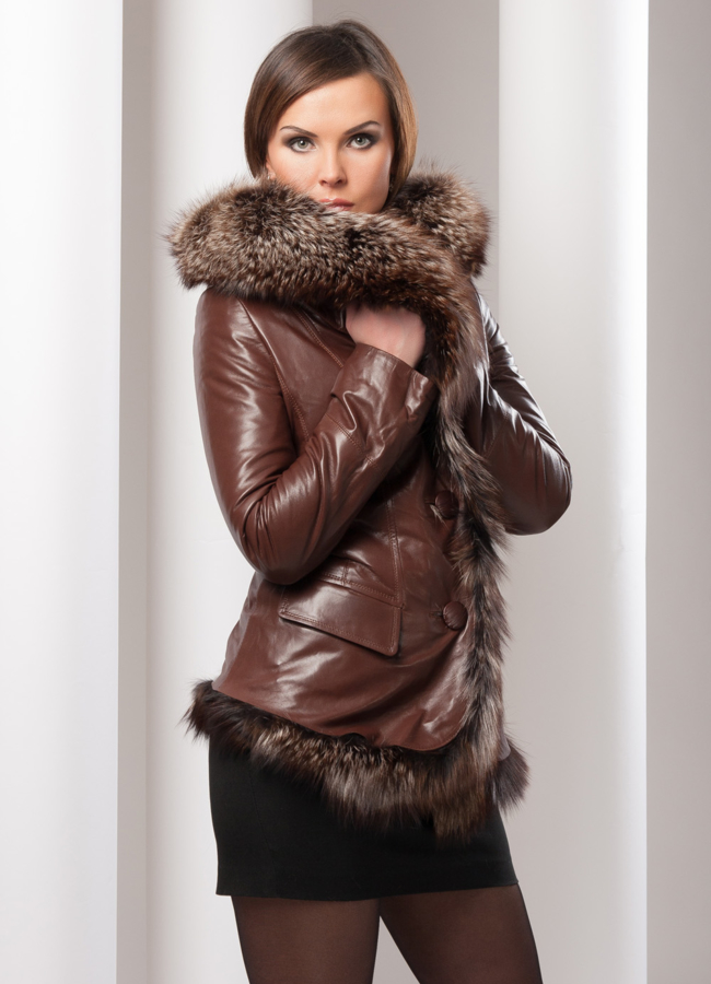 Кожаная куртка с мехом модель № K-68  в рассрочку
