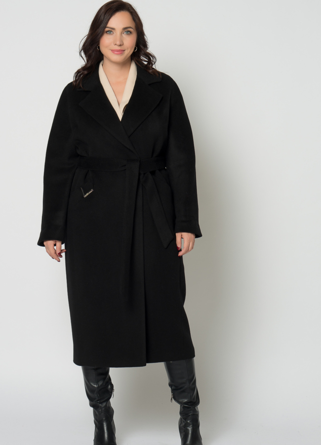 фото Классическое женское пальто в черном цвете модель № 21307