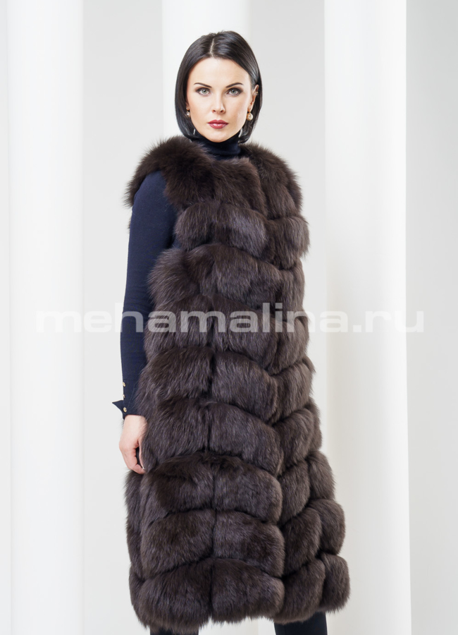 фото Длинный жилет из песца модель № M-85
