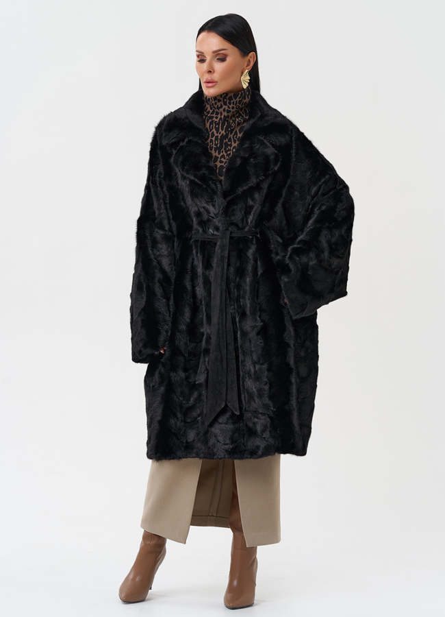 Шуба из меха норки с английским воротником модель № 28586 в рассрочку