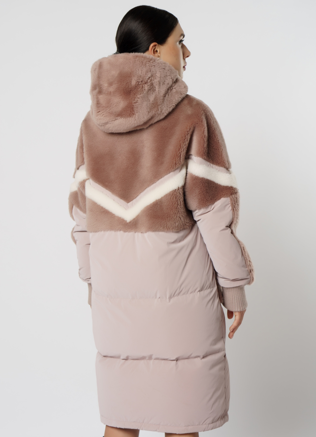 Пуховик комбинированный с эко мехом модель № 18198 универмаг малина