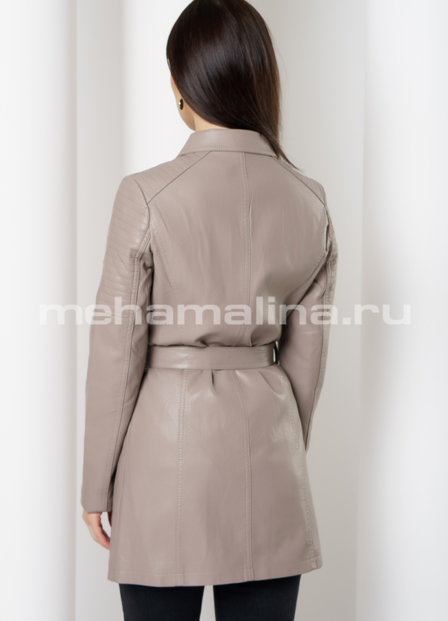 Куртка из эко кожи бежевого цвета  модель № 678 в кредит