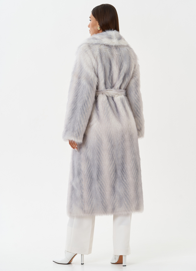 Длинная шуба из эко меха с градиентом модель № 28644 универмаг малина