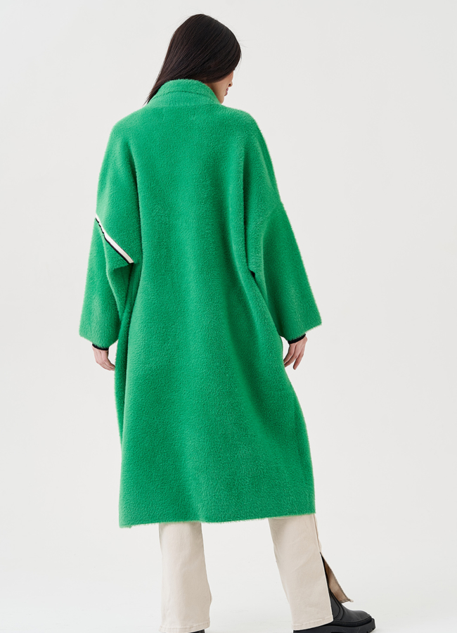 Длинный кардиган зеленого цвета модель № 78011 в кредит