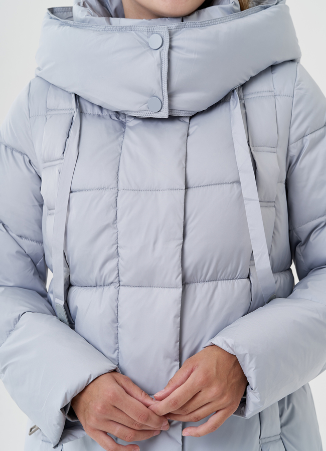 Женский пуховик с капюшоном  модель № 82045 универмаг малина