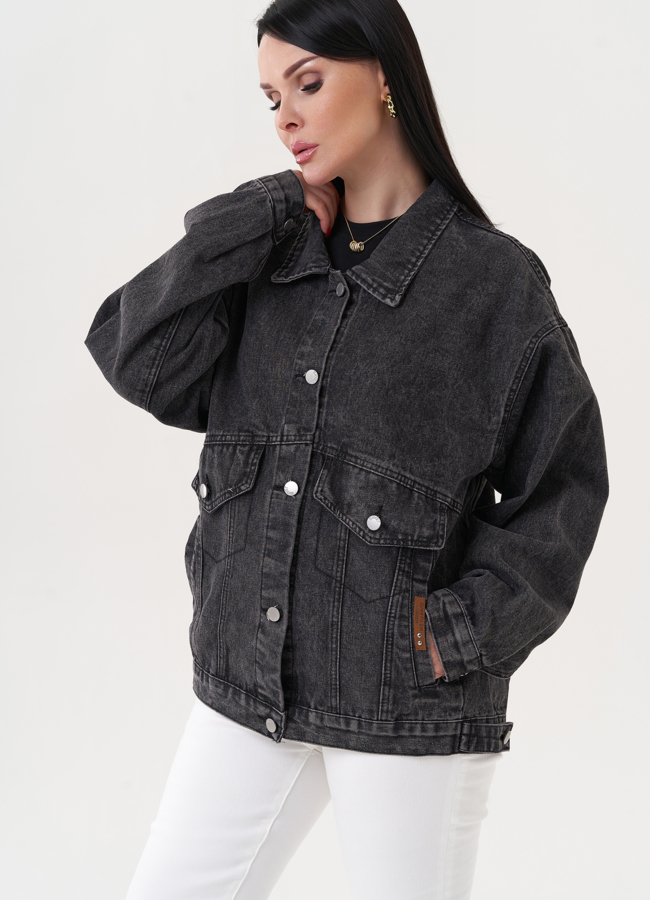 фото Джинсовая куртка серого цвета модель № 27251