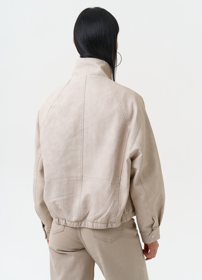 Куртка бомбер из эко кожи с воротником стойкой модель № 30341 в кредит