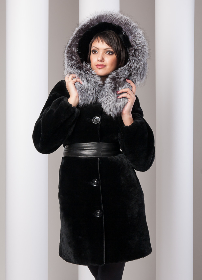 фото Шуба мутон с чернобуркой модель № S-63