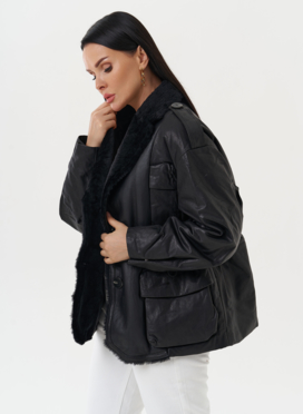 Куртка из натуральной кожи с английским воротником