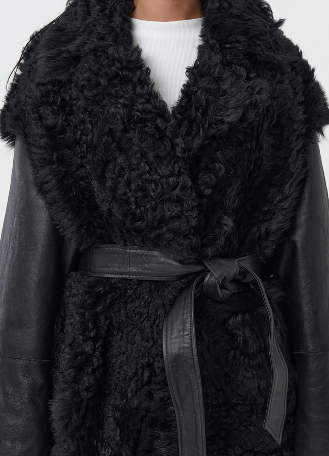 Двухсторонняя дубленка с овчиной тиградо модель № 28423 в рассрочку