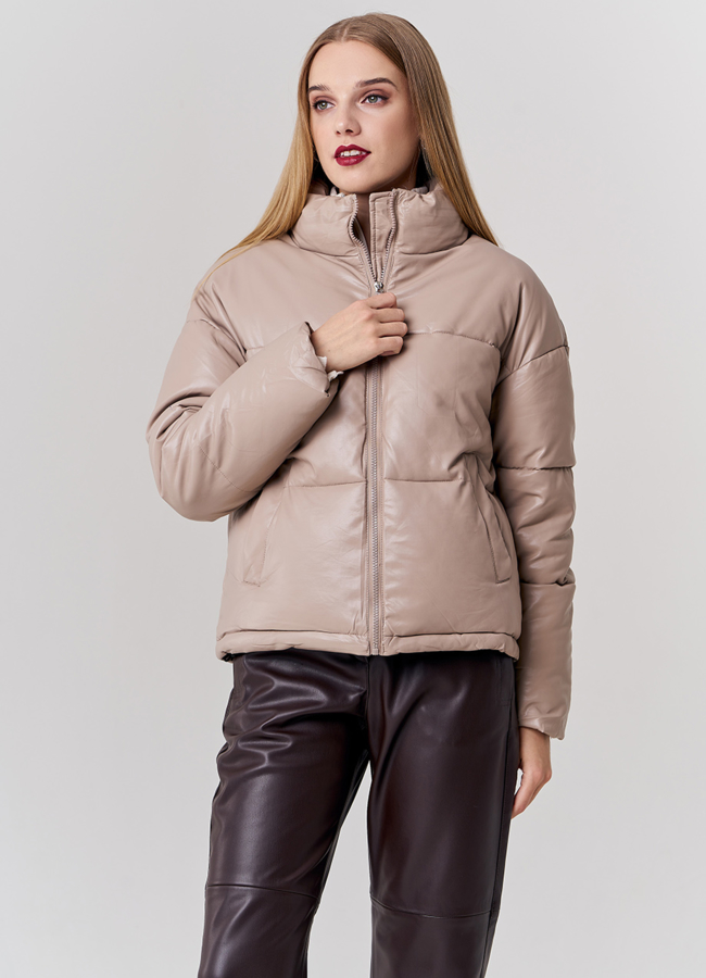 Куртка из эко кожи с воротником стойкой  модель № 21880 в кредит